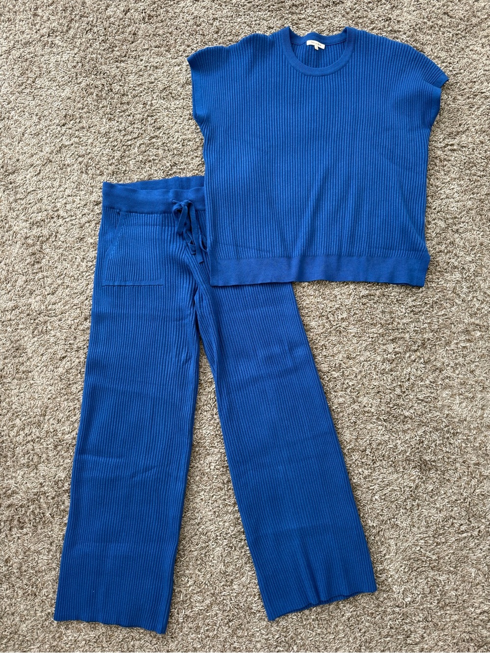 Ribbed Knit Wide-Leg Pants & Top Set